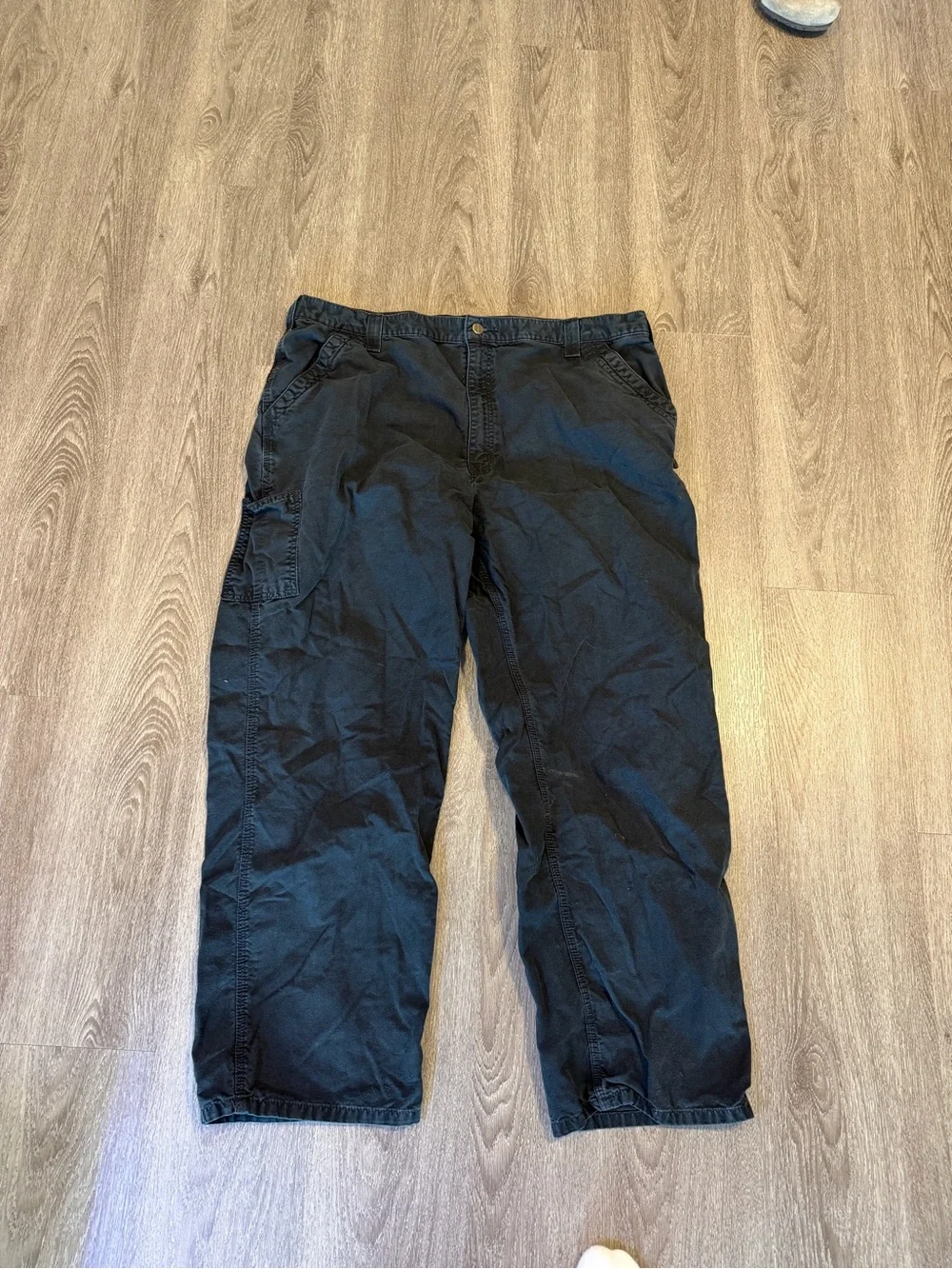 Carhartt B151 Work Pants Black Loose Dungaree Fit Carpenter Utility 44x30 Cotton
